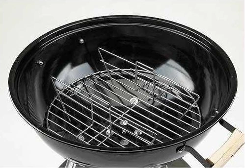 Gratar pe carbuni GRILLCHEF 11339 Kettle, pentru 6 persoane, gratar cromat, diametru 43 cm, cu roti de deplasare