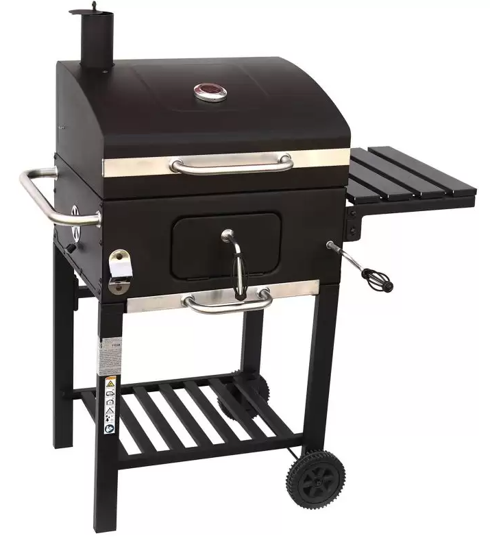 Gratar pe carbuni GRILLCHEF 11528 Comfort Basic, pentru 10 persoane, gratare din fonta, contine husa, roti de transport