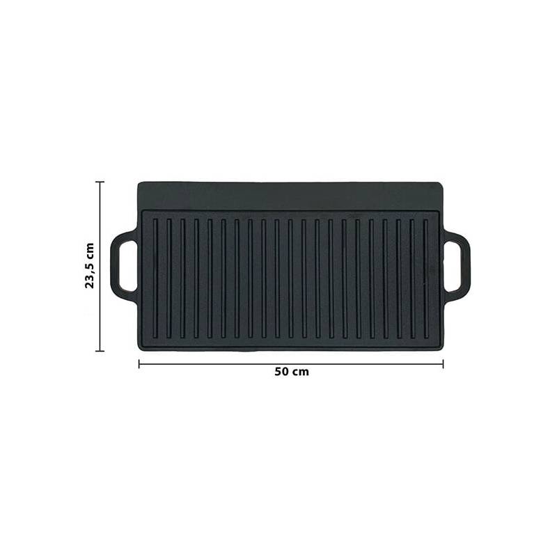 Plita din fonta cu 2 fete si manere GRILLCHEF GC 15937, dimensiuni 50 x 23.5 cm