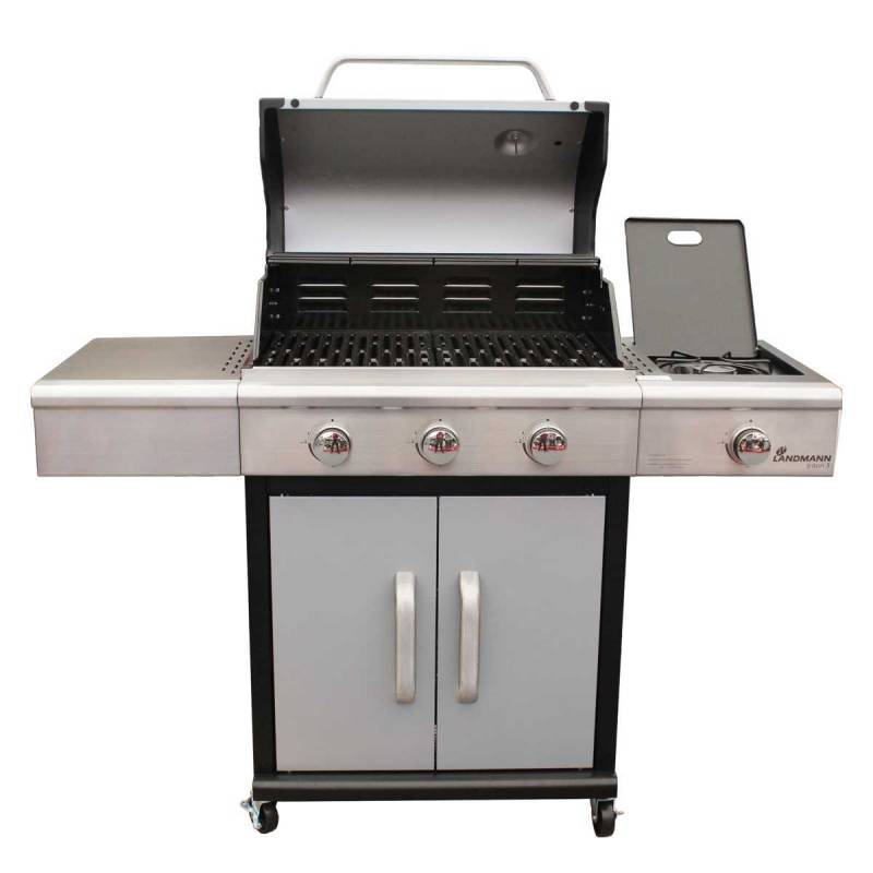 Gratar pe gaz LANDMANN Triton 3.1 Silver 12940, 12 persoane, 3 arzatoare, aprindere piezoelectrica