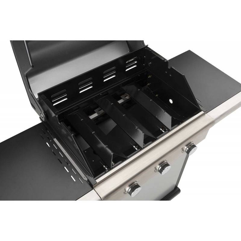 Gratar pe gaz LANDMANN Triton 3.1 Silver 12940, 12 persoane, 3 arzatoare, aprindere piezoelectrica