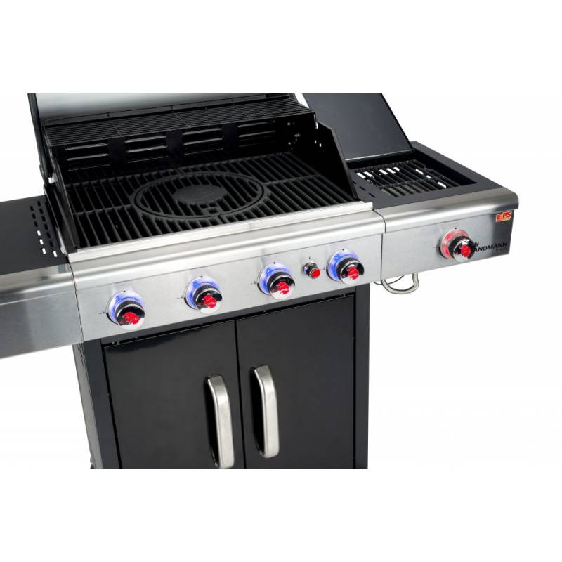 Gratar pe gaz LANDMANN Triton maxX PTS 4.1 12968, inox / negru, termometru, dimensiuni 86 x 68 x 52.5 cm