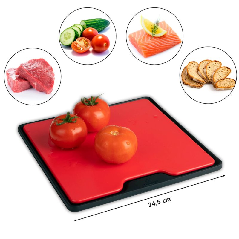 Placa de taiat si tocat alimente LANDMANN 05189, cu elemente de silicon, dimensiuni 24.5 x 24.5 x 1 cm