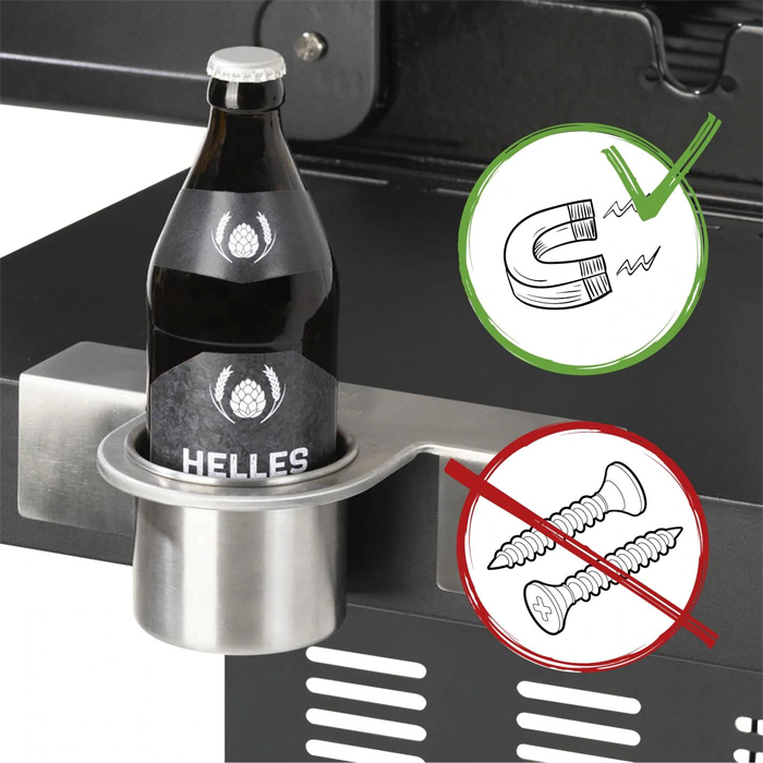 Suport sticla LANDMANN 02493, cu magnet, otel inoxidabil, pentru gratarele Triton si Rexon