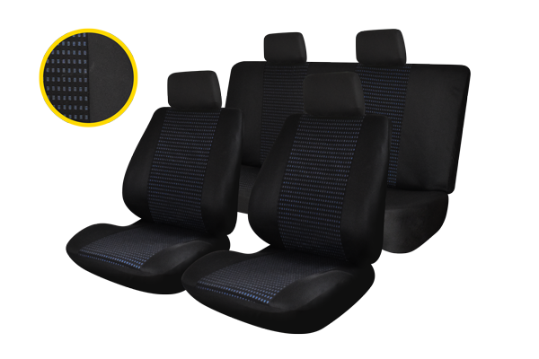 Set huse scaun universale PROFILLER Traffic 44469, albastru, set complet, cu 5 tetiere