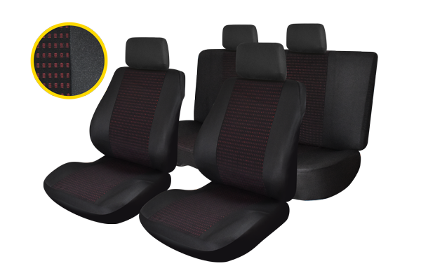 Set huse scaun universale PROFILLER Traffic 44468, rosu, set complet, cu 5 tetiere