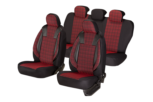 Set huse scaun universale UMBRELLA 44504 Luxury, rosu, compatibile cu sistem AIRBAG
