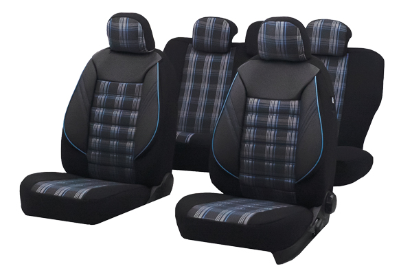 Set huse scaun universale UMBRELLA Sport 05164, negru-albastru, compatibile cu sistem AIRBAG