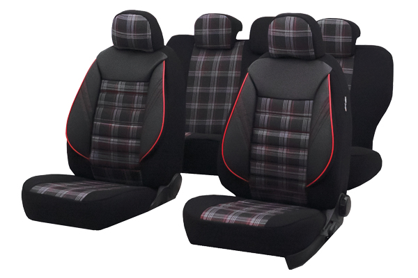 Set huse scaun universale UMBRELLA Sport 05163, negru-rosu, compatibile cu sistem AIRBAG