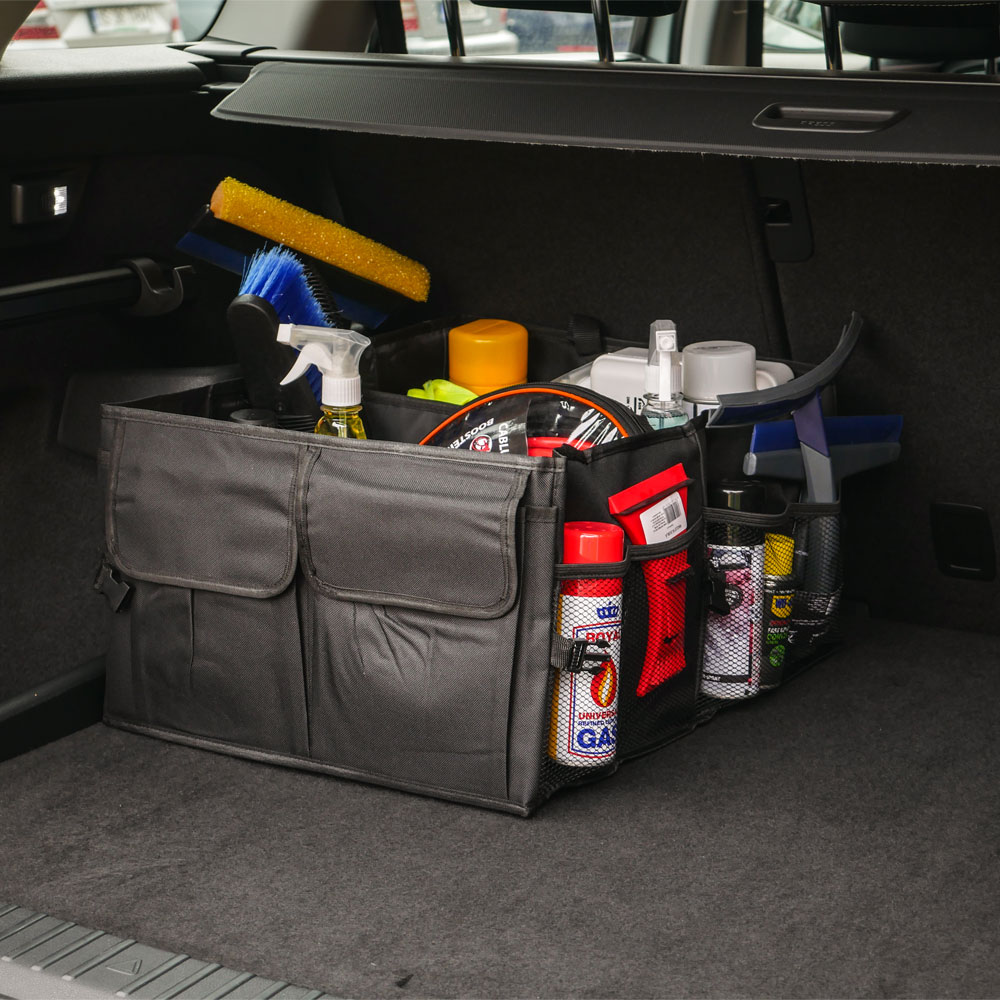 Organizator portbagaj auto universal MEGA DRIVE 05975, pliabil, 55 x 39.5 x 26 cm, benzi velcro, 2 compartimente, 4 buzunare exterioare