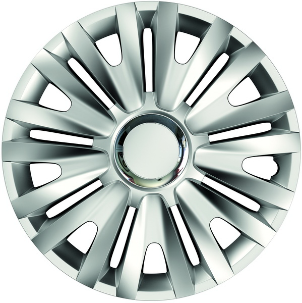 Set 4 capace roti auto MEGA DRIVE Royal 78568, 15 inch, plastic ABS, argintii cu inel cromat