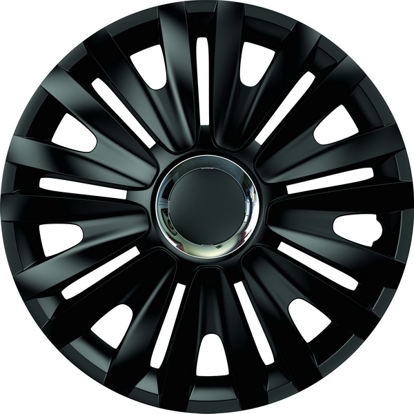 Set 4 capace roti auto MEGA DRIVE Royal 78573, 16 inch, plastic ABS, negre cu inel cromat