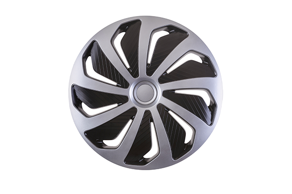Set 4 capace roti auto MEGA DRIVE Wind 44354, 16 inch, plastic ABS, argintiu si negru