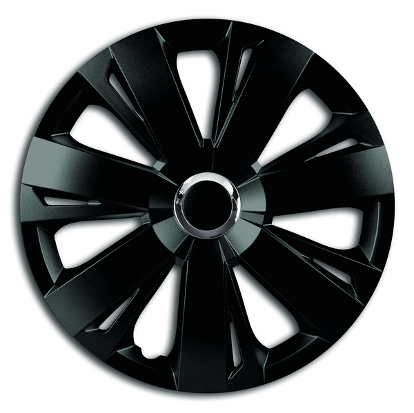 Set 4 capace roti auto MEGA DRIVE Energy 78580, 15 inch, plastic ABS, negre cu inel cromat