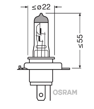 Bec 12 V, H4 60/55 W Night Breaker Silver +100, OSRAM 64193NBS
