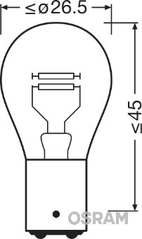 Bec auto lampa frana / lampa spate 12 V, P21/4W, BAZ15d, original, OSRAM 7225