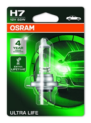Bec far faza lunga 12 V, H7 55 W Ultra Life, blister, 1 bucata, OSRAM 64210ULT-1BL