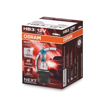 Bec far faza lunga 12 V, HB3 60 W Night Breaker Laser Nextgen +150, OSRAM 9005NL