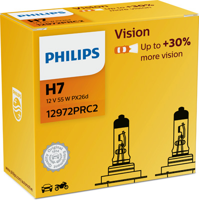 Set 2 becuri far H7 55W 12 V, Vision PHILIPS 12972PRC2