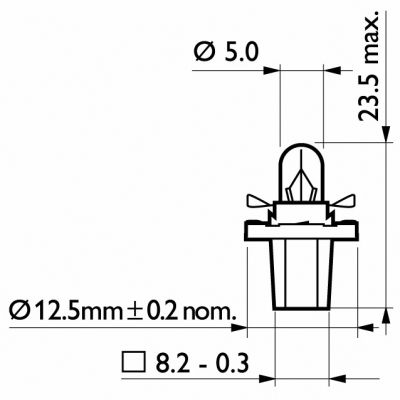 Bec bord B8.5D soclu negru 12 V, set 10 bucati, PHILIPS 12598CP