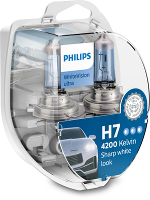 Set 2 becuri far H7/W5W PX26D 55W 12 V, White Vision Ultra PHILIPS 12972WVUSM