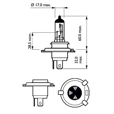 Set 2 becuri far H4 60/55W 12 V, Racing Vision Gt200 PHILIPS 12342RGTS2