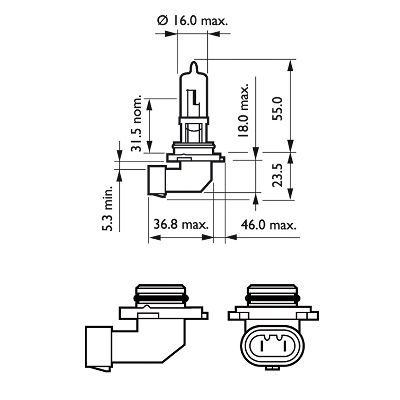 Bec far HB3 12 V, P20D 65W, blister, Vision PHILIPS 9005PRB1