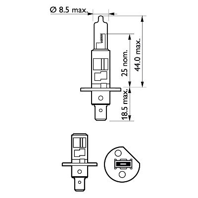 Set 2 becuri far H1 55W 12 V, Long Life Ecovision PHILIPS 12258LLECOS2