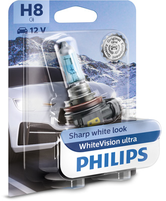 Bec far H8 PGJ19-1 35W 12 V, White Vision Ultra PHILIPS 12360WVUB1
