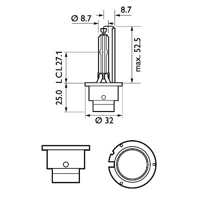 Bec xenon far faza lunga 85V D2S 35W White Vision PHILIPS 85122WHV2C1