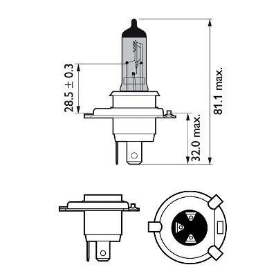 Set 2 becuri far principal H4/W5W P43T-38 60/55W 12 V, White Vision Ultra PHILIPS 12342WVUSM
