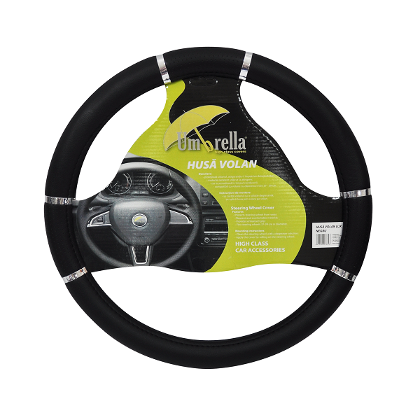 Husa volan UMBRELLA Lux 07835, negru, piele ecologica, 37-39 cm