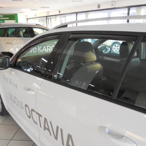 Set deflectoare aer, paravanturi auto, fata si spate, FARAD 02230, fumurii, plexiglas rezistent, pentru Skoda Octavia (2013-)