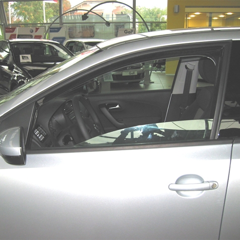 Set deflectoare aer, paravanturi auto, fata, FARAD 02242, fumurii, plexiglas rezistent, pentru Volkswagen Polo (6R) (2009-2017)