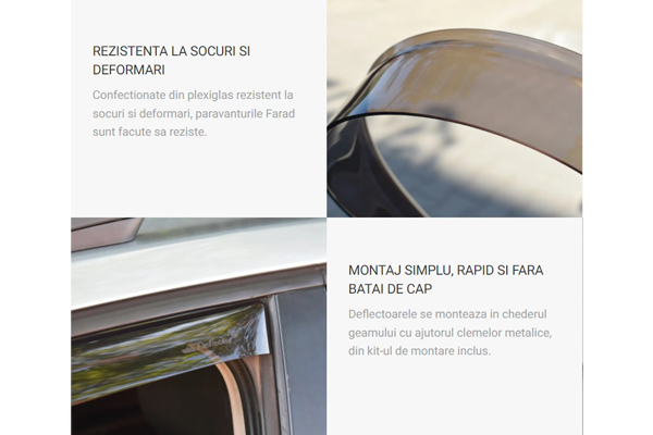 Set deflectoare aer, paravanturi auto, fata, FARAD 02197, fumurii, plexiglas rezistent, pentru Ford Fiesta (2008-)