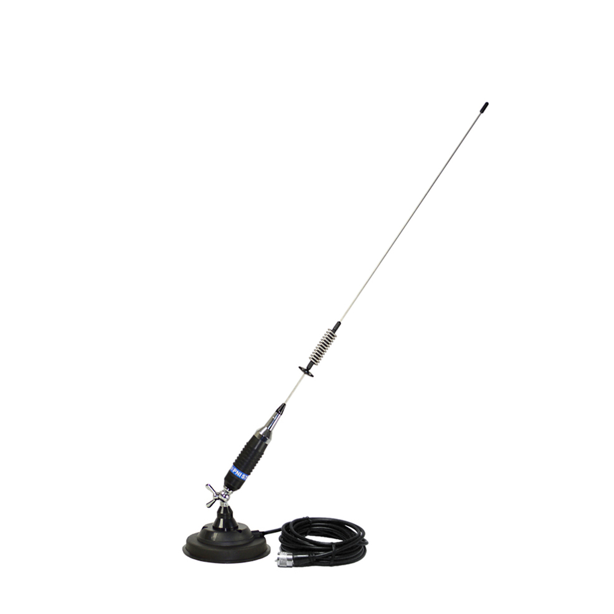 Antena CB PNI S75 10031, surub cu fluture, lungime 54 cm, cu magnet inclus, cablu RG58 4 metri, mufa PL259