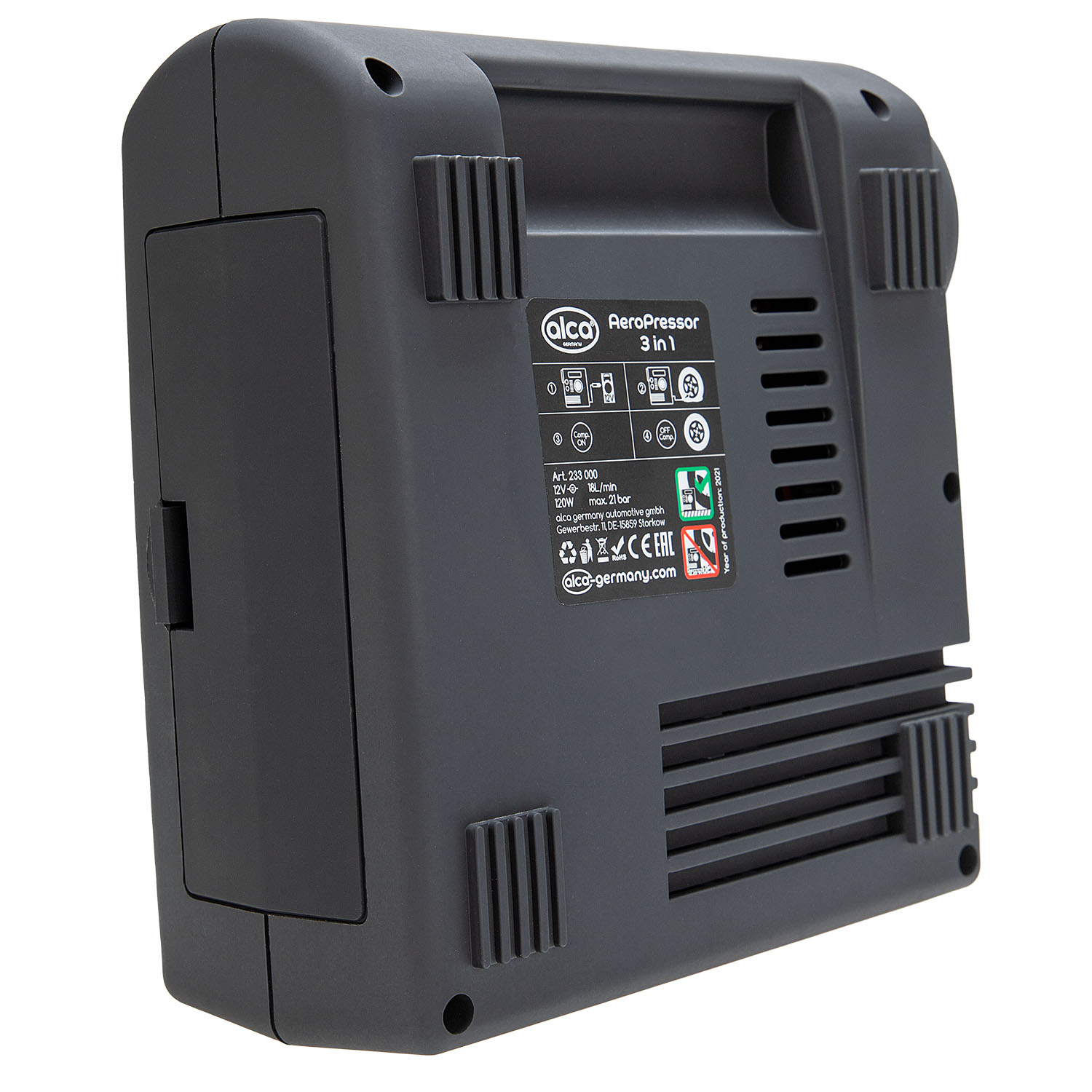 Compresor auto aer ALCA 3in1 233000, alimentare 12 V, 250 PSI, manometru, lumina LED, lanterna, 4 adaptoare