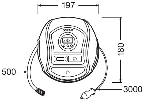 Compresor auto aer OSRAM TYREinflate 450 OTI450, alimentare 12 V, 6.9 bar, 120 W, afisaj analogic