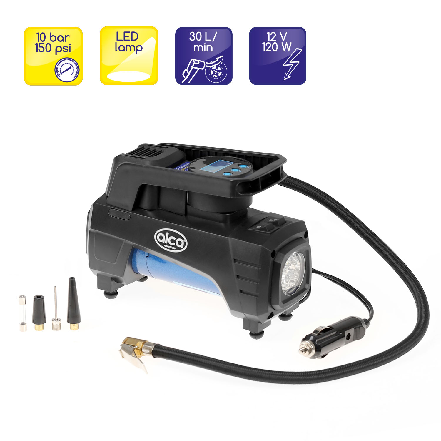 Compresor auto aer digital ALCA 227600, alimentare 12 V, 30 l/min, sac depozitare