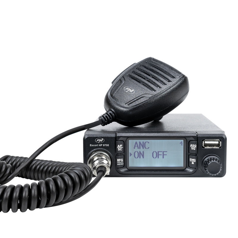 Statie radio CB PNI Escort HP 9700 13156, 12 V/24 V, USB, ANC, ASQ, mufa de bricheta inclusa