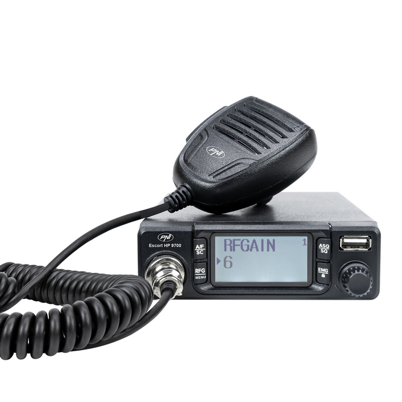 Statie radio CB PNI Escort HP 9700 13156, 12 V/24 V, USB, ANC, ASQ, mufa de bricheta inclusa