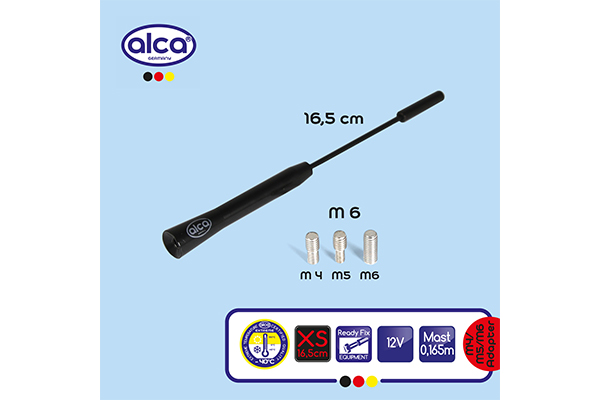 Rezerva antena auto, universala, ALCA 537120, pentru exterior, negru, lungime 16.5 cm, material aluminiu
