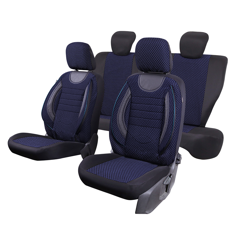 Set huse scaun universale, UMBRELLA City 06259, albastru, compatibile cu sistem AIRBAG