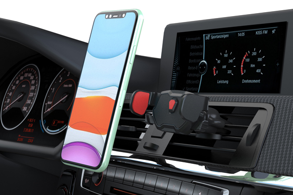 Suport telefon auto extensibil MEGA DRIVE 02814, 58-95 mm, cu prindere in grila de ventilatie