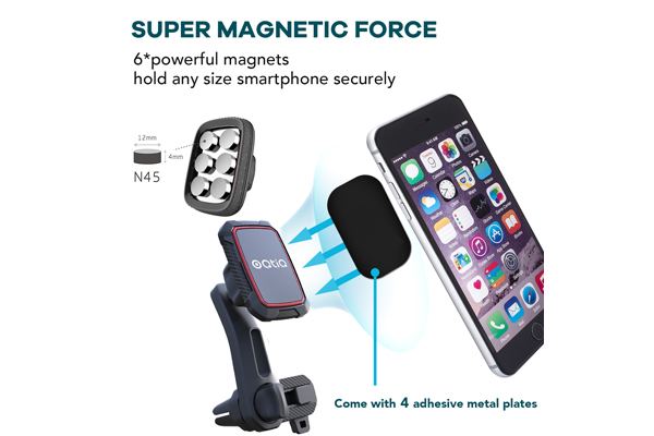 Suport telefon magnetic auto MEGA DRIVE 02812, fixare in grila de ventilatie, brat reglabil