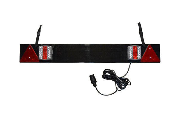 Bara semnalizare pentru remorci JBM 20449, 102 x 14 cm, alimentare 12 V, cu 2 reflectoare LED, 2 triunghiuri reflectorizante, cablu alimentare 5 metri