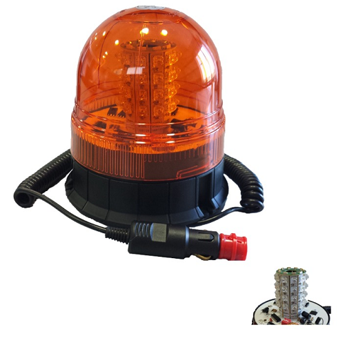 Girofar intermitent cu LED JBM 52375, cu baza magnetica, alimentare 12-24 V, dispersor policarbonat