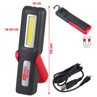 Lampa de mana mobila pentru atelier KS TOOLS 150.4495, pliabila, iluminare LED 3 W, acumulator Li-ion 3.7 V, 1.2 Ah