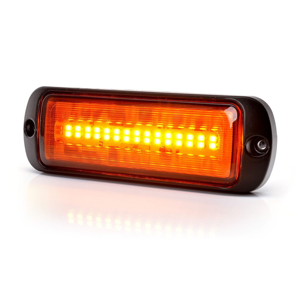 Proiector stroboscopic LED, portocaliu 1469 W218, cu montare in grila, 2 faze flash, 12V-24V, 21W, WAS 43516