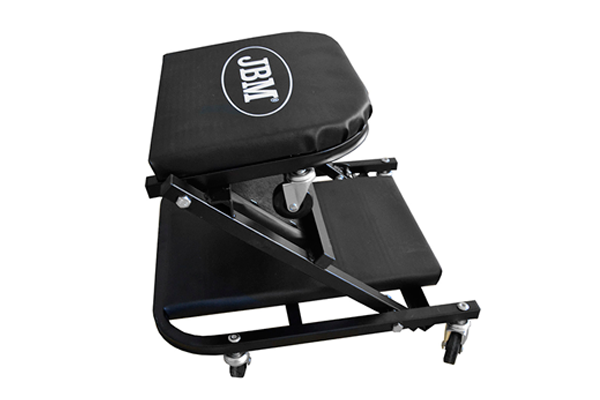 Pat mecanic pentru atelier auto JBM 53211, transformabil in scaun, cadru metalic, cu roti, negru
